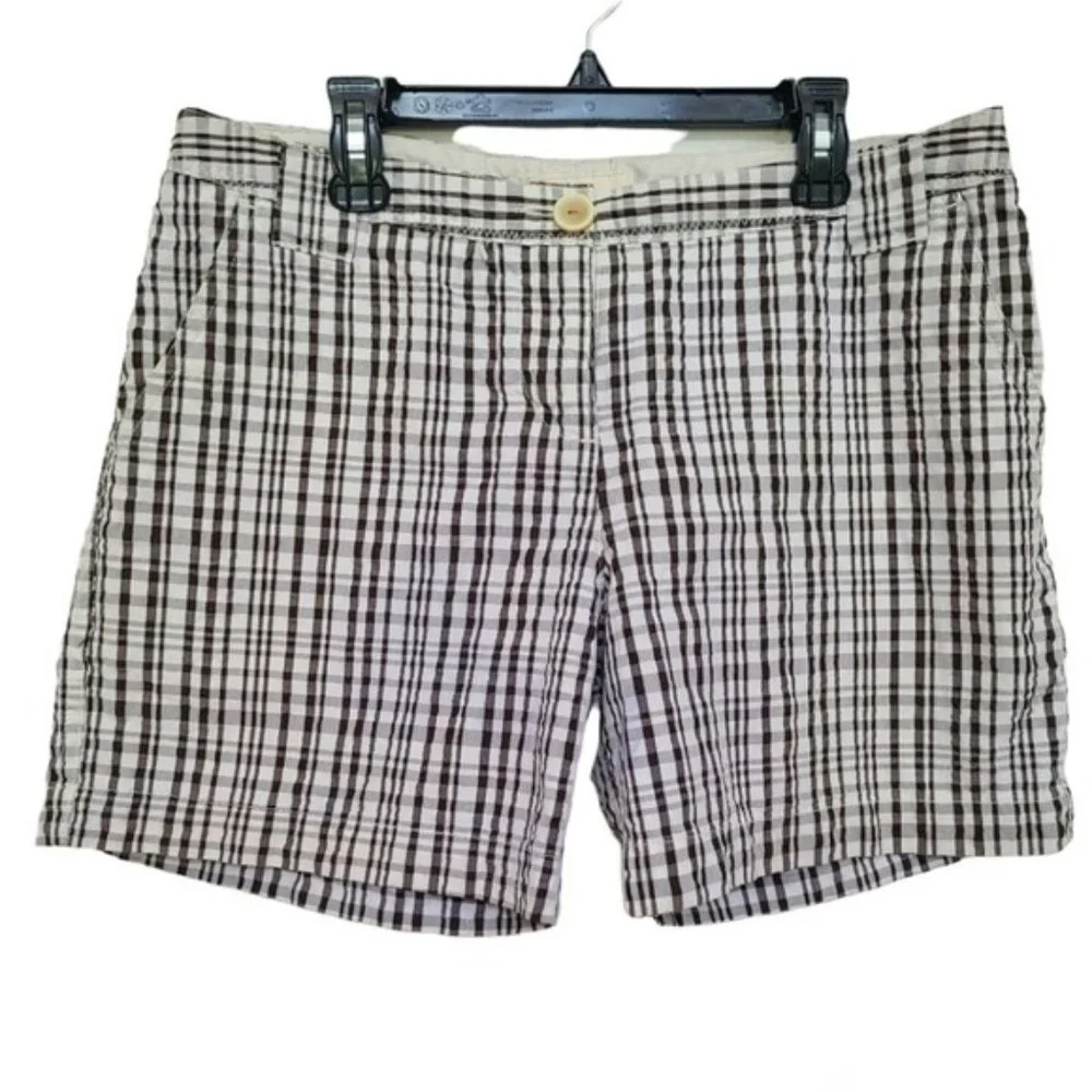 Merona Brown Tan Beige Plaid Casual Shorts,SZ 6
